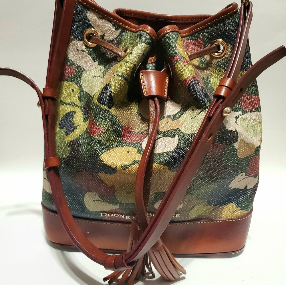 Dooney and Bourke drawstring camo duck purse